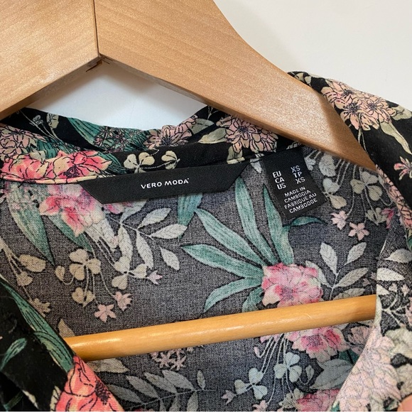 VERO MODA XS Print Boquet Kimono Shirt Dress - Picture 3 of 16